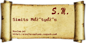Simits Mátyás névjegykártya