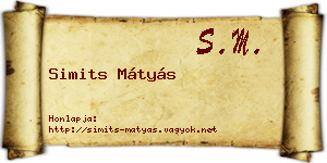 Simits Mátyás névjegykártya